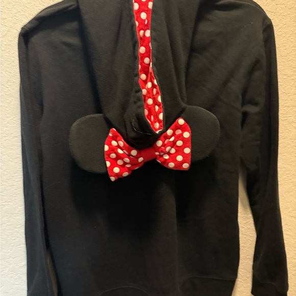 Disney Parks Large Authentic Minnie Mouse Sweatshirt Hoodie With Ears Bow - Picture 5 of 7